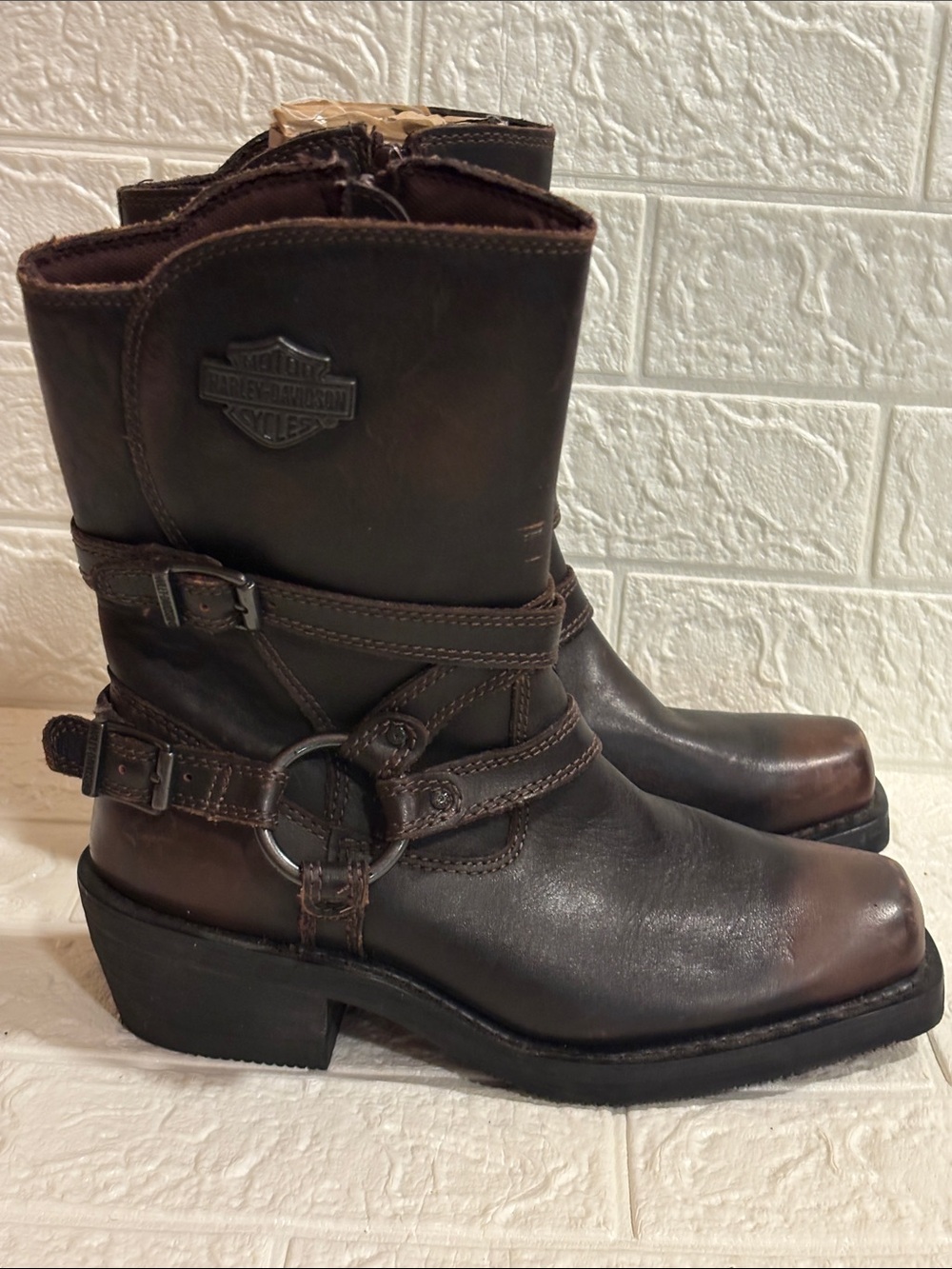Harley-Davidson Women’s Dark Brown Leather Harness Boots Sz 8M